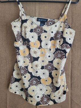INC International Concepts Yellow Floral Spaghetti-Strap Tank